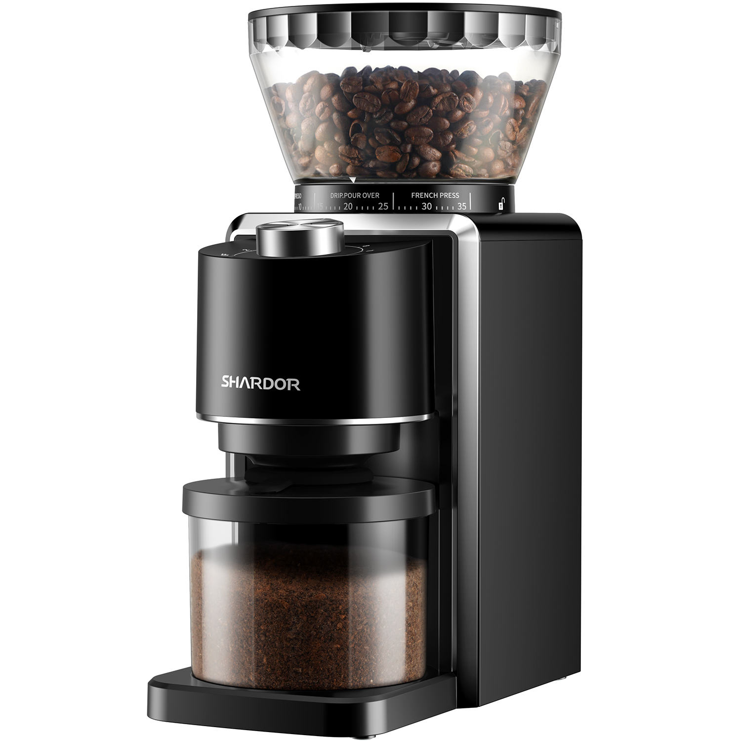 SHARDOR Adjustable Coffee Grinder Electric, Grain mills, Herb, Nut,  Spice,Coffee Bean Espresso Grinder with 2 Removable Stainless Steel Bowl,  Silver