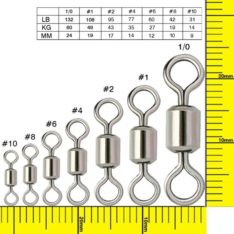 Snaps&Swivels2,American Fishing Rolling Barrel Swivels Stainless Steel