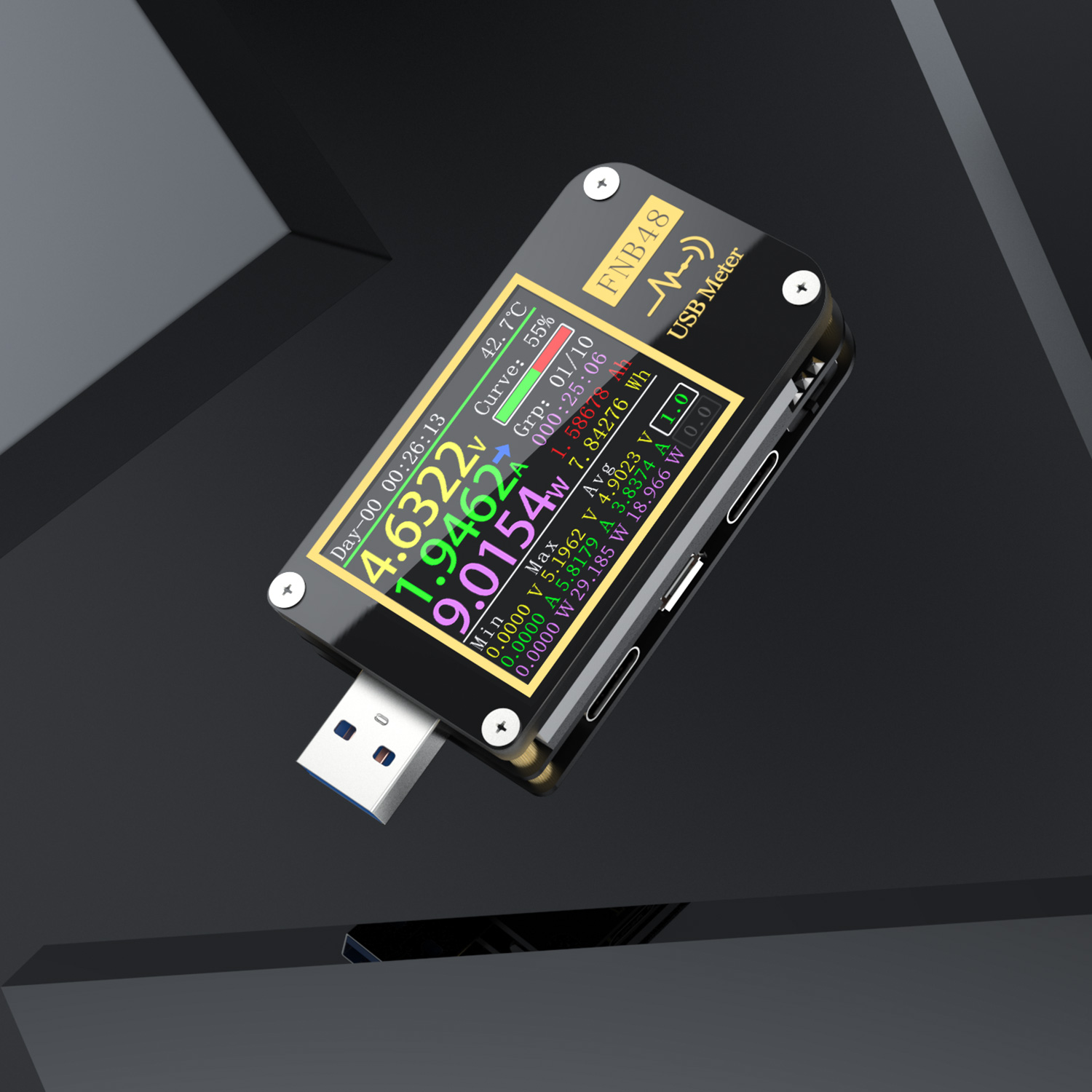 FNIRSI-FNB48 USB Voltmeter Ammeter Capacity Fast Charging Protocol Tester U6B3 