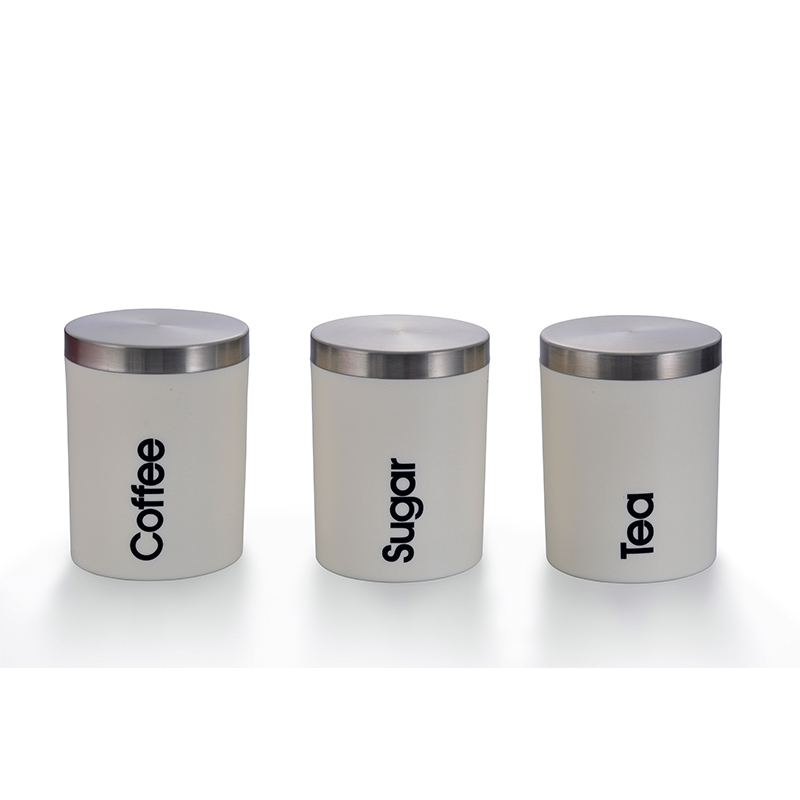 3pcs White Storage Jar With Stainless Steel LidEverbetter Housewares