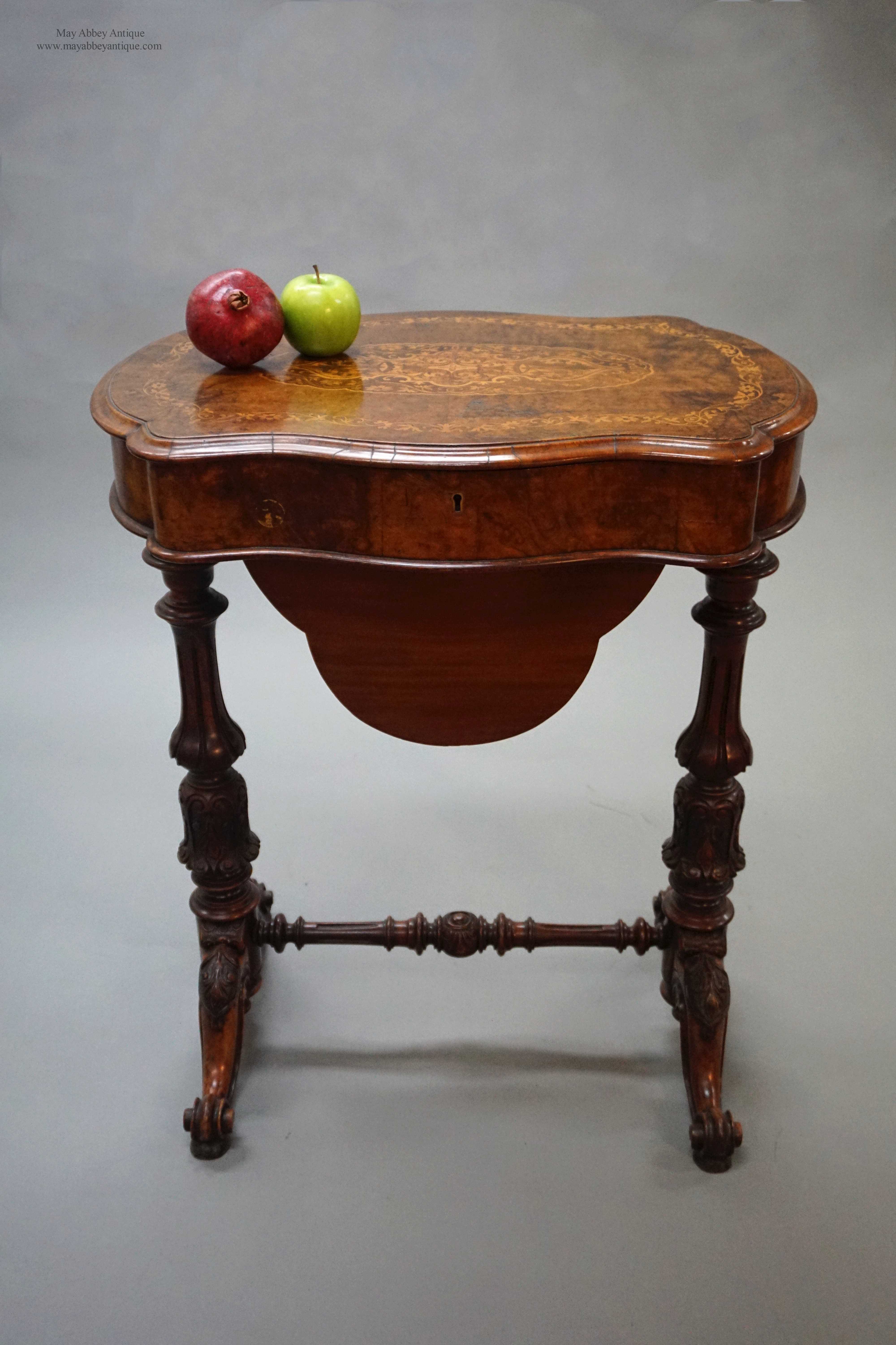 五月庄园西洋古董1800年英国出品乔治三世时期黑黄檀缝纫桌/边桌 
