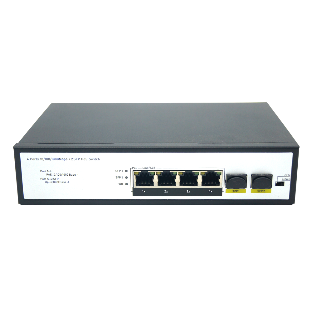 4 Ports 10/100/1000Mbps PoE Switch with 2 SFP Uplink