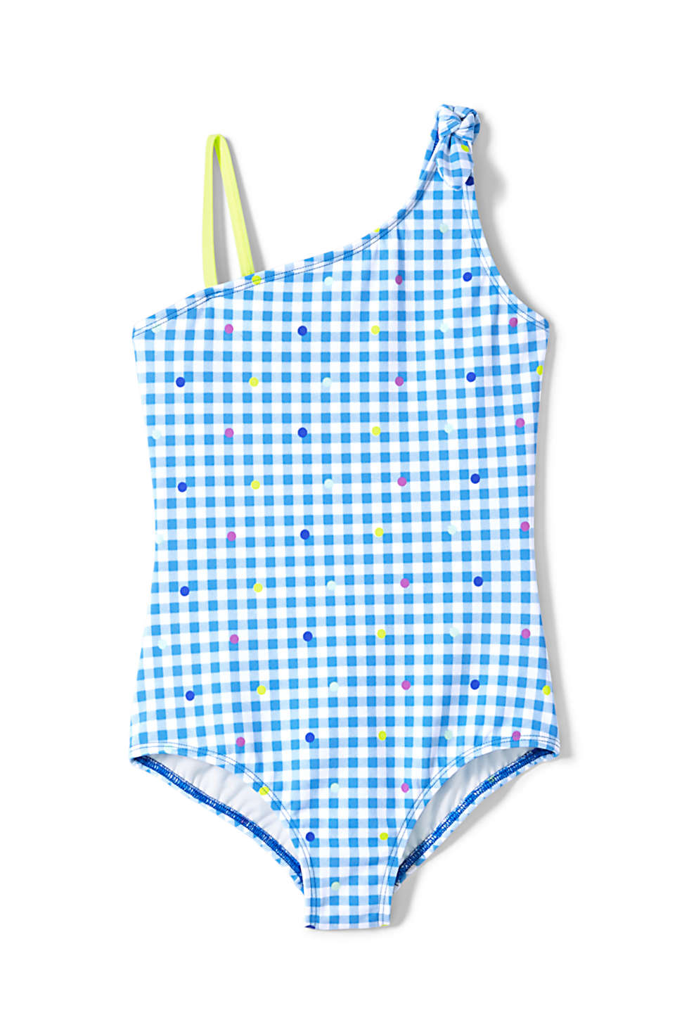 儿童连体-Girlschekcedprintswimsuit
