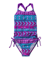 Girlsstripesprintonepiecesswimsuit