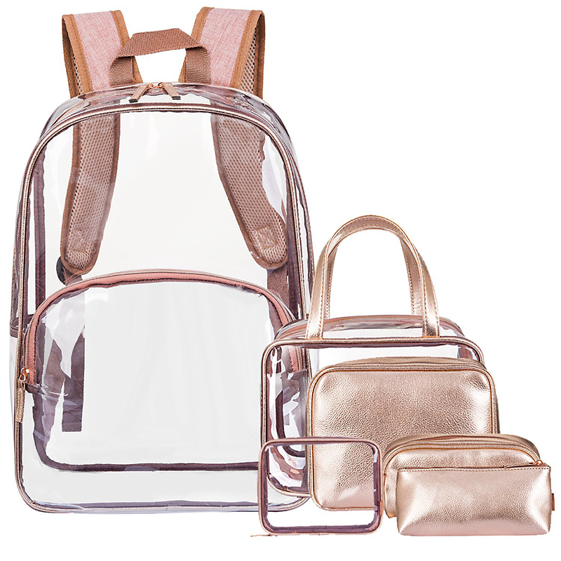 rose gold clear backpack
