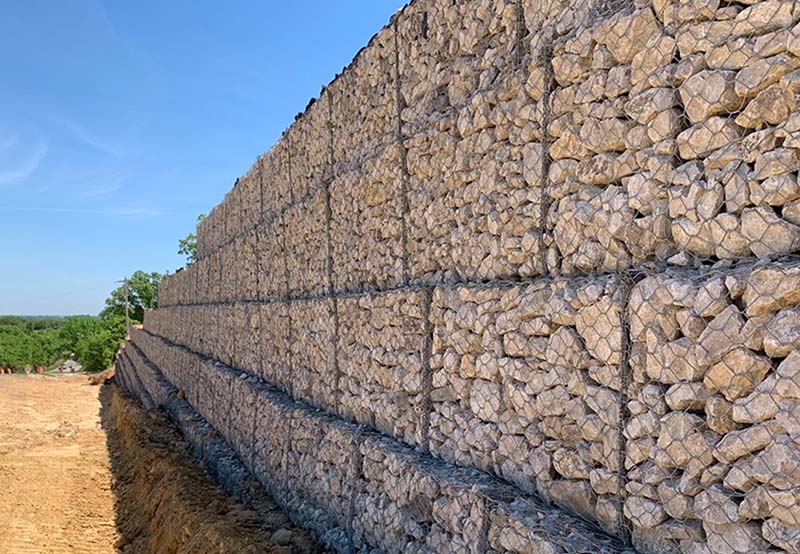 Gabion basket filled with stone