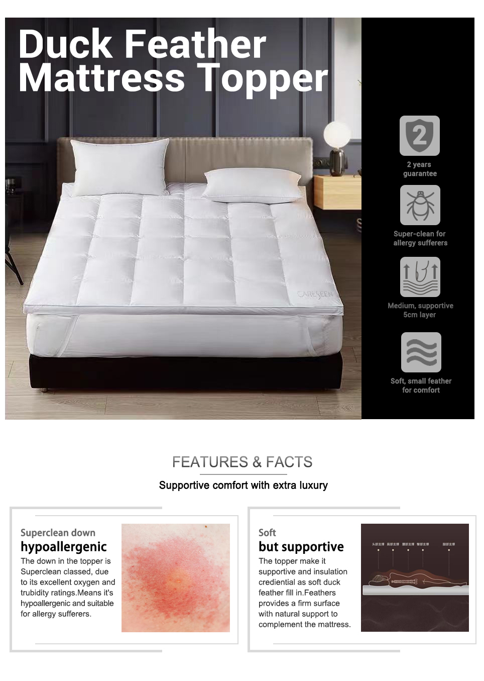 Duck Feather Down Mattress TopperSWEET HOME