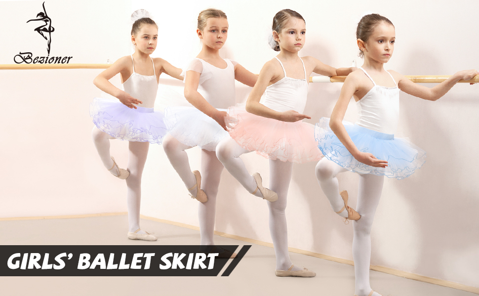 Bezioner Jupe Tutu en Tulle Fille Robe de Danse Classique Ballet Pettiskirt  Princesse Costume Blanc XS 1-3 Ans : : Mode