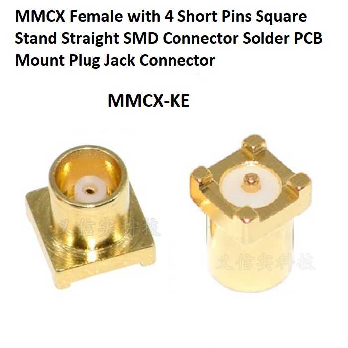 5 Connettori RF Coassiali MMCX Femmina Dritti Per Montaggio Su PCB, Oro