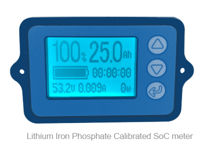 Lithium iron phosphate calibrated Soc meter