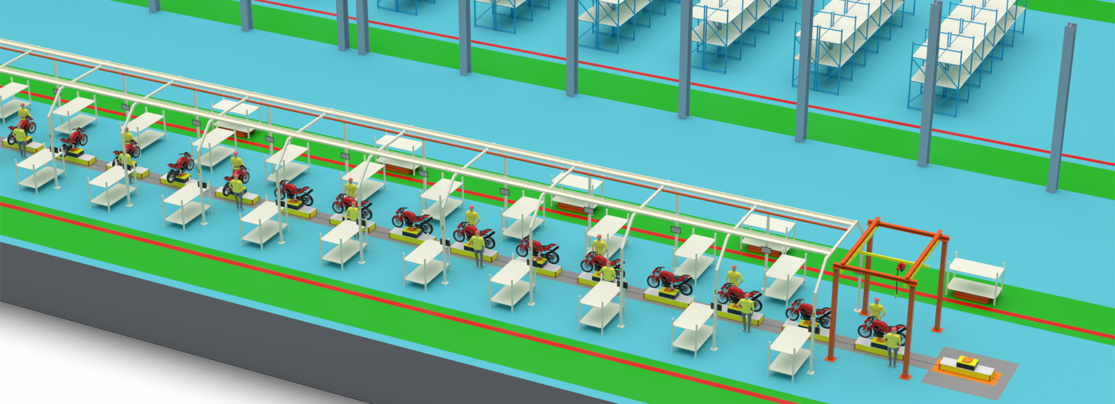 Production line for motorcycles