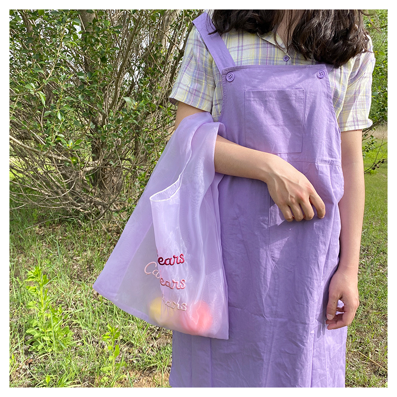 CaneBeans紫色欧根纱购物袋-11