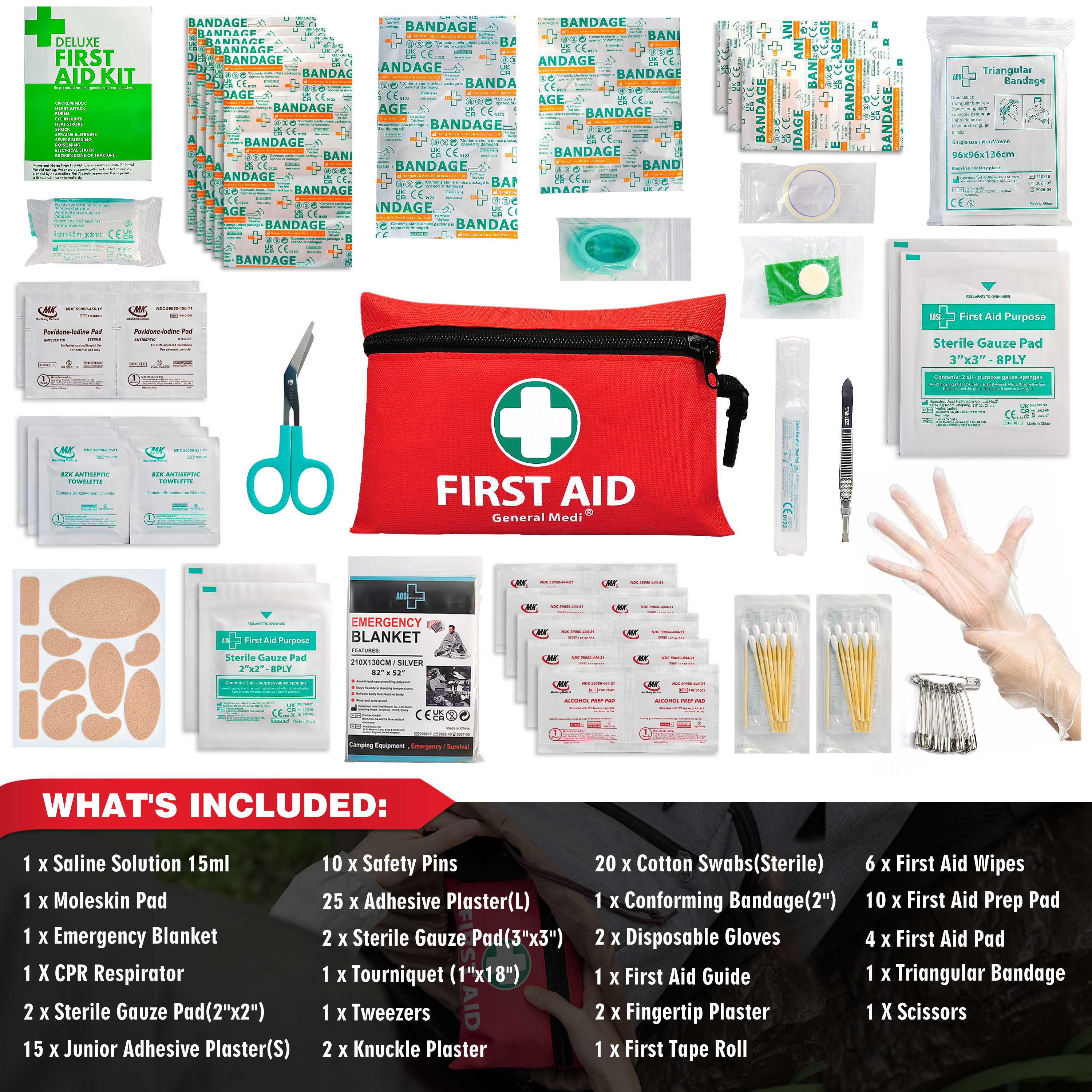 General Medi Mini First Aid Kit, 110 Piece Small First Aid Kit