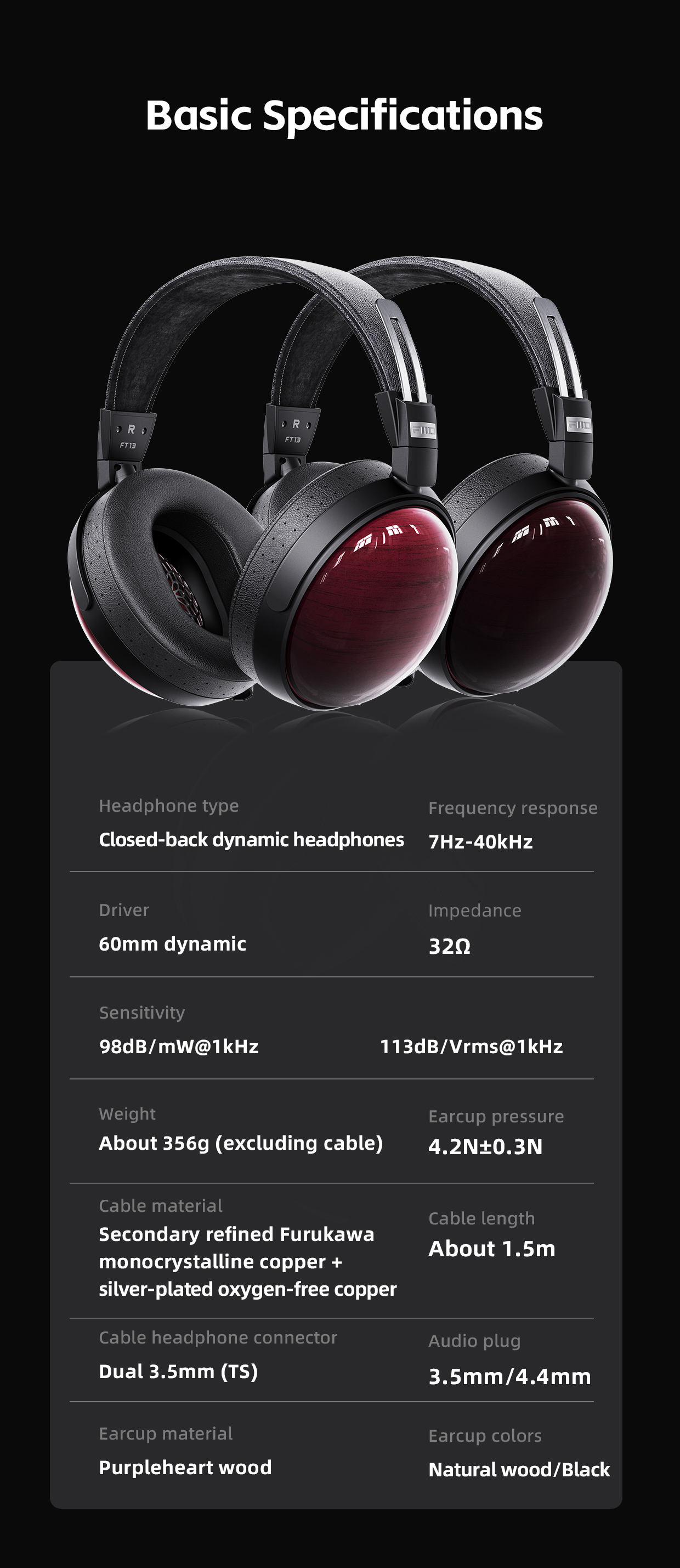 FIIO Closed-Back Headphones-FT13