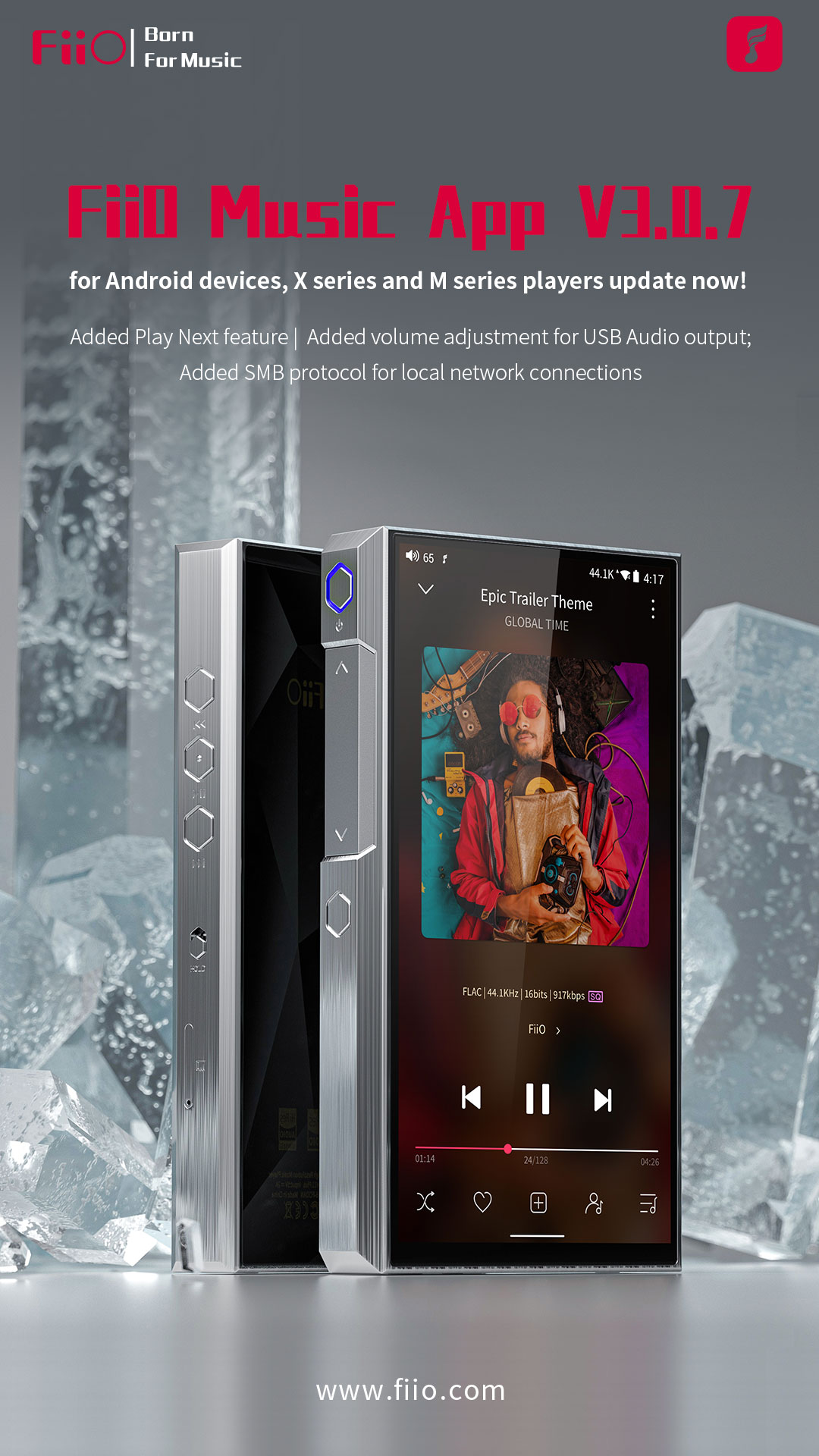 FiiO - FiiO Music App Android version V3.0.3 update now! Changes and  improvements about new Android APP are as follows : 1. Added full-screen  album cover display and spectrum display (can be