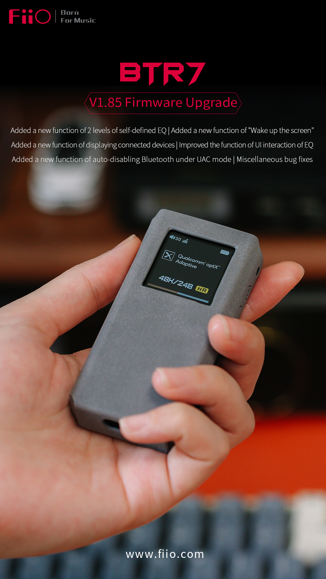 The new firmware V1.85 for FiiO BTR7 is now available!-FIIO