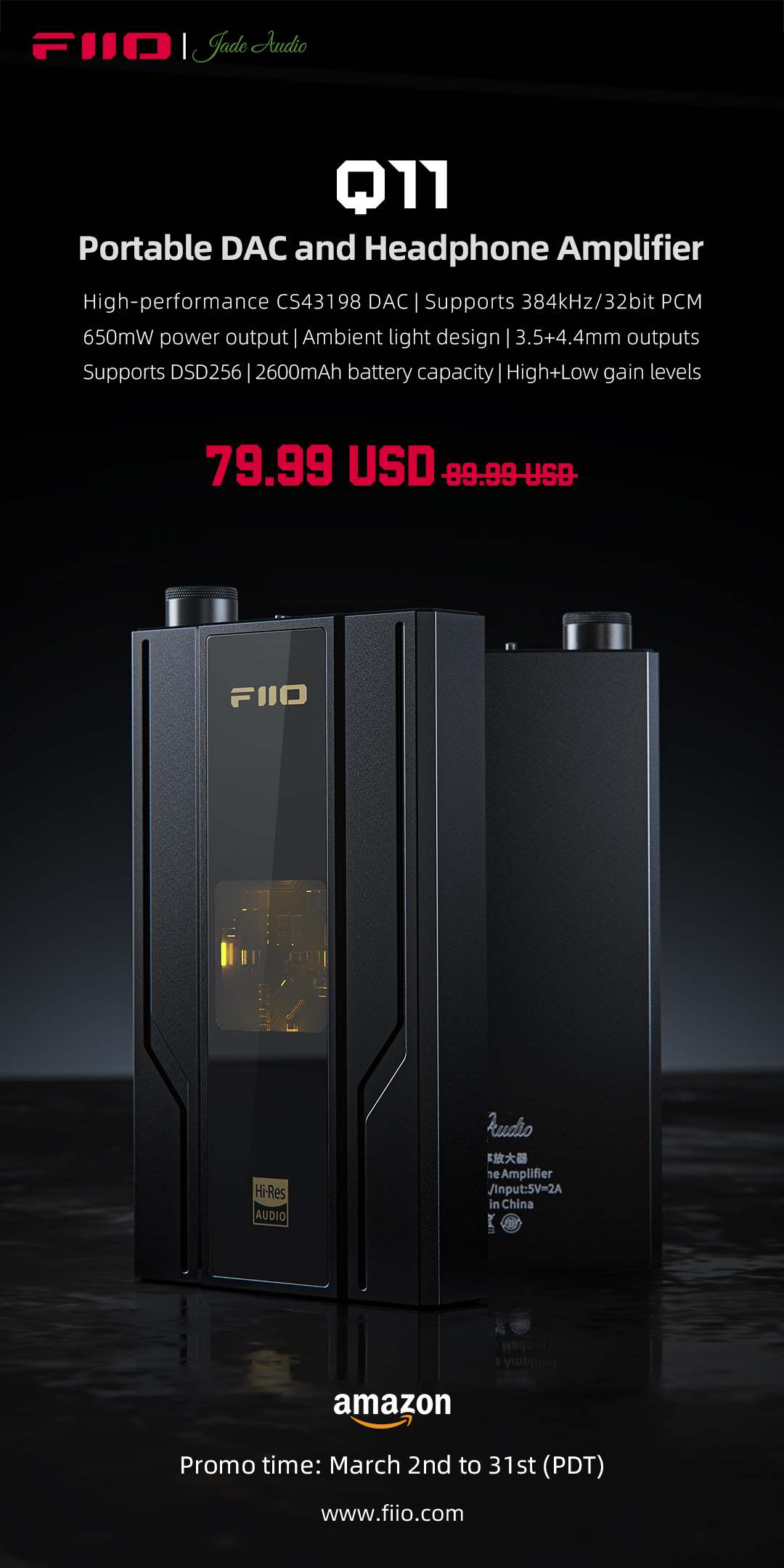 FiiO JadeAudio Portable DAC and Headphone Amplifier Q11 Is