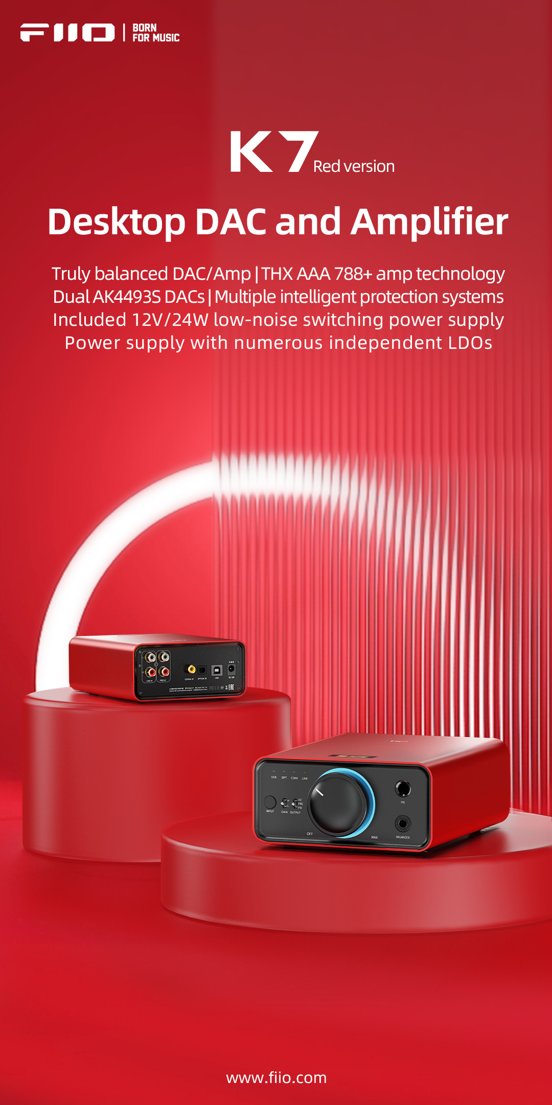Red Version of the Desktop DAC and Amplifier K7 Is Coming! FIIO