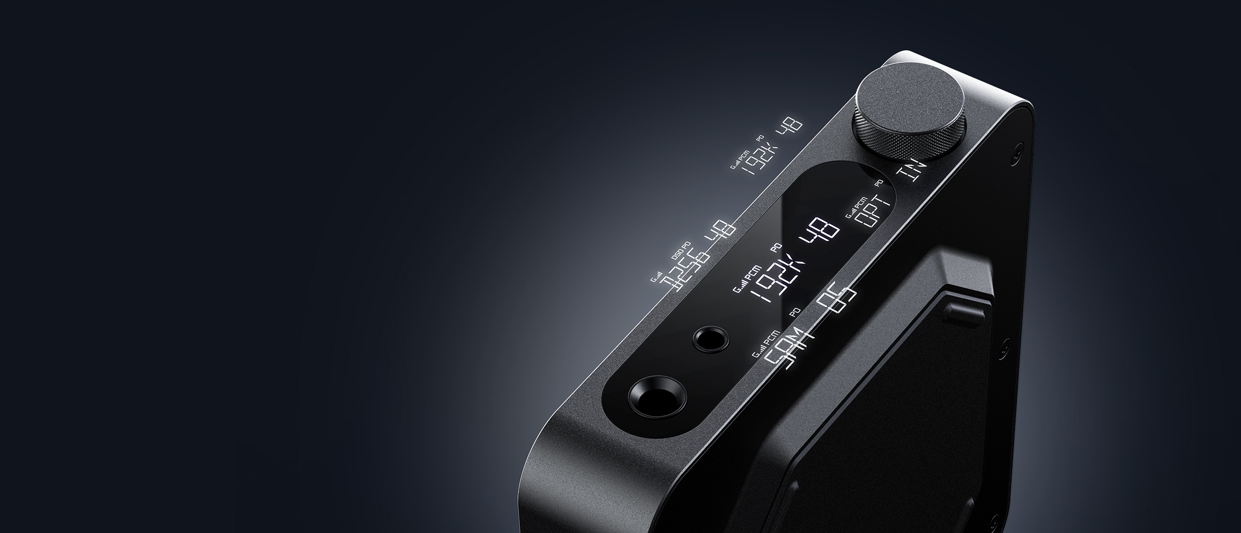 FiiO K11 R2R front LCD, headphone sockets and multifunction volume knob