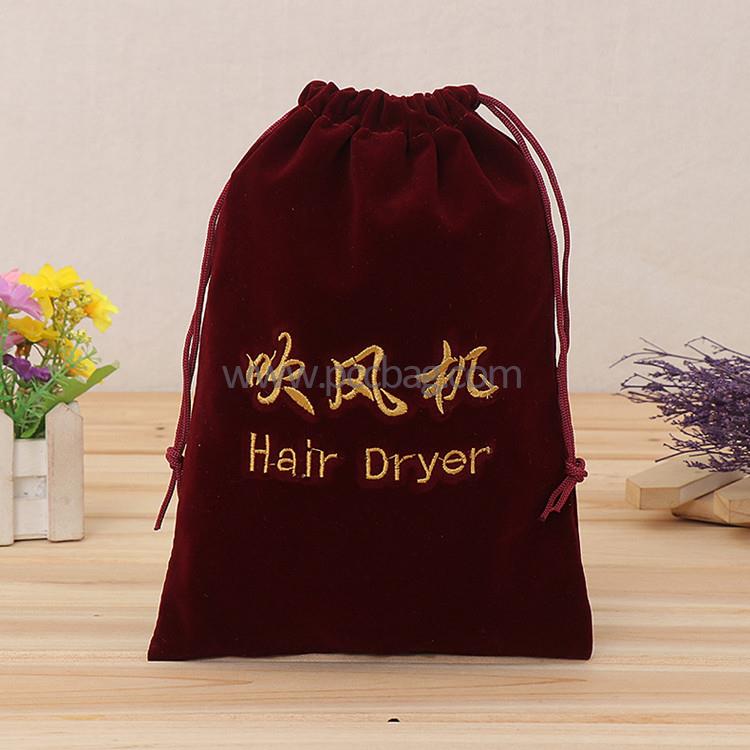 Hotelhouseholdhairdryerembroideryprinteddrawstringvelvetjewelrypouchbag-1