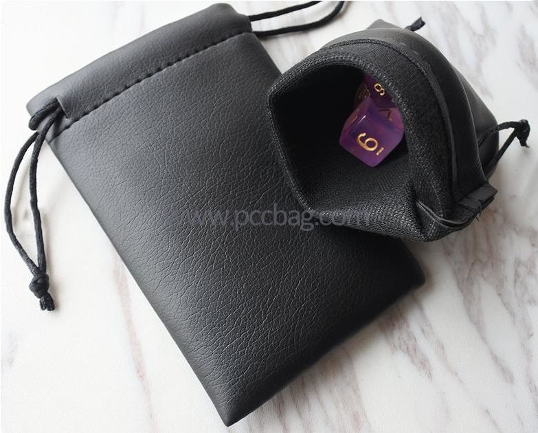 LeatherSmallBlackDiceVelvetDrawstringBagGamePouchJewelrybagwithLogo-5