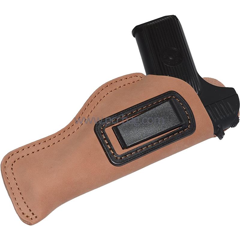 LeatherWaistbandConcealedCarryGunHolsterwithInterchangeableMetalClip-2