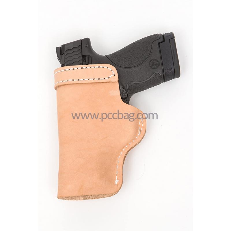 LeatherWaistbandConcealedCarryGunHolsterwithInterchangeableMetalClip-3