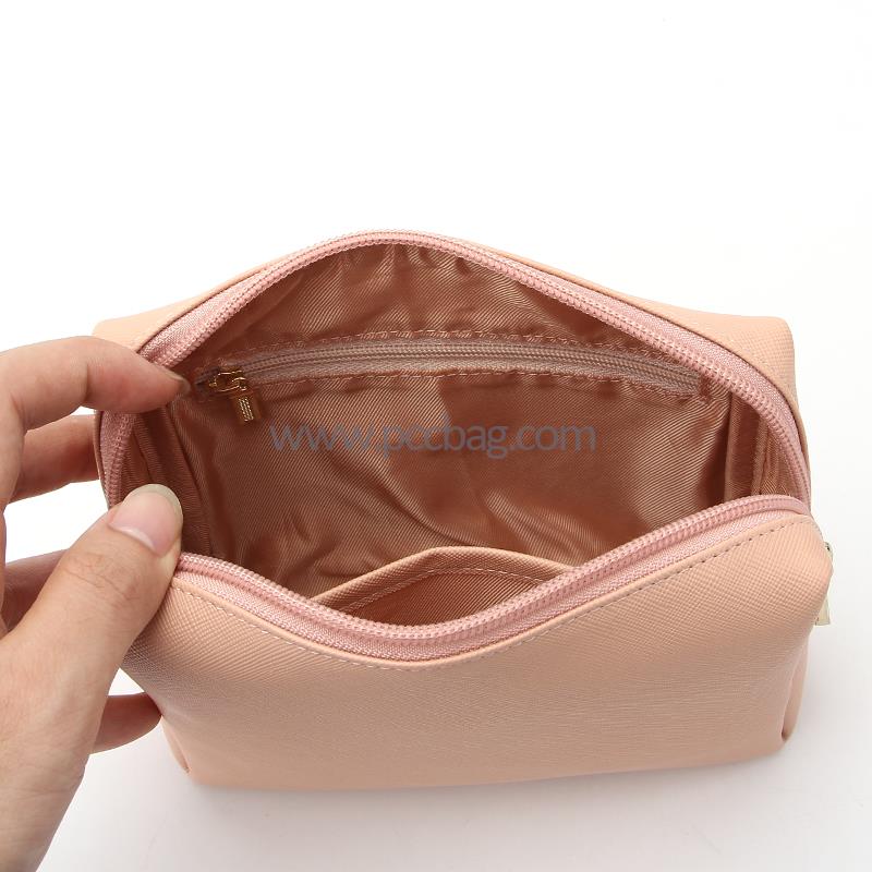 LadiesPinkSaffianoPULeatherToiletryBagLargeCapacityCosmeticTravelMakeupCase-2