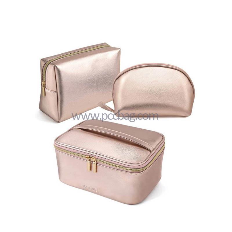 MakeupBagTravelCosmeticBagLargeMakeupBagrosegold3pcsinasetA722-3