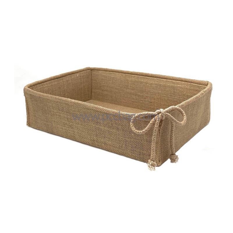 BurlapBasketStorageBinNaturalLinenForPromotionA746-2