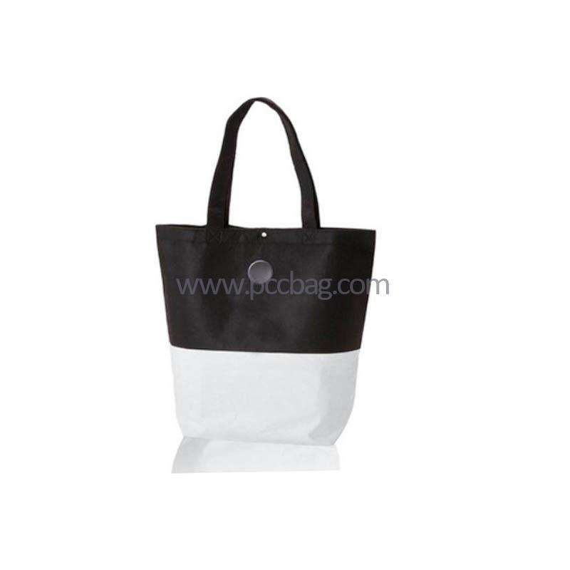 WhiteblacktotebagwithbuttondecrationA997-2