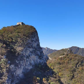 A watch tower on the top of Jiankou West from distance view during the Jiankou West Great Wall 1 Day Hiking Tour