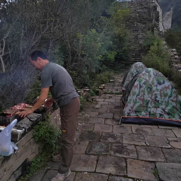 BBQ Dinner on Jiankou West Great Wall during the Jiankou West and Mutianyu Great Wall 2 Days Camping Tour