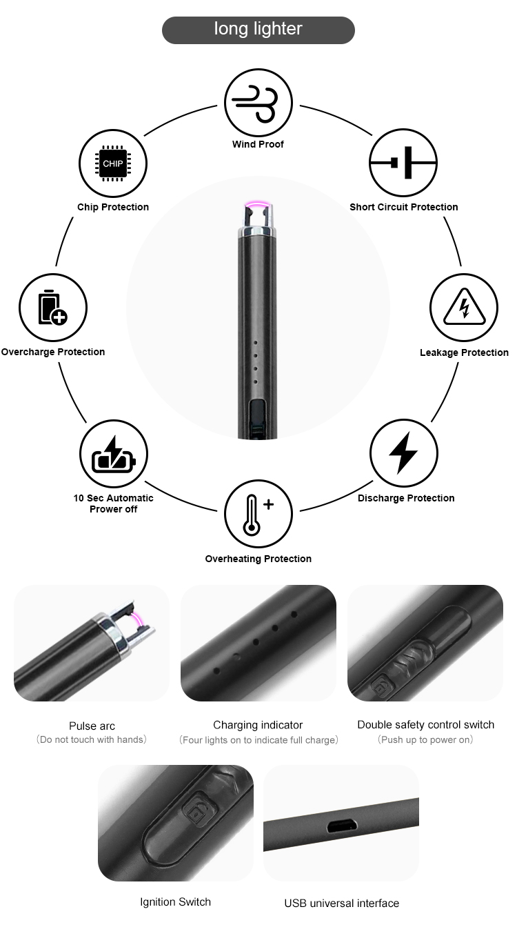 Windproof Cigarette arc usb electronic lighter touch