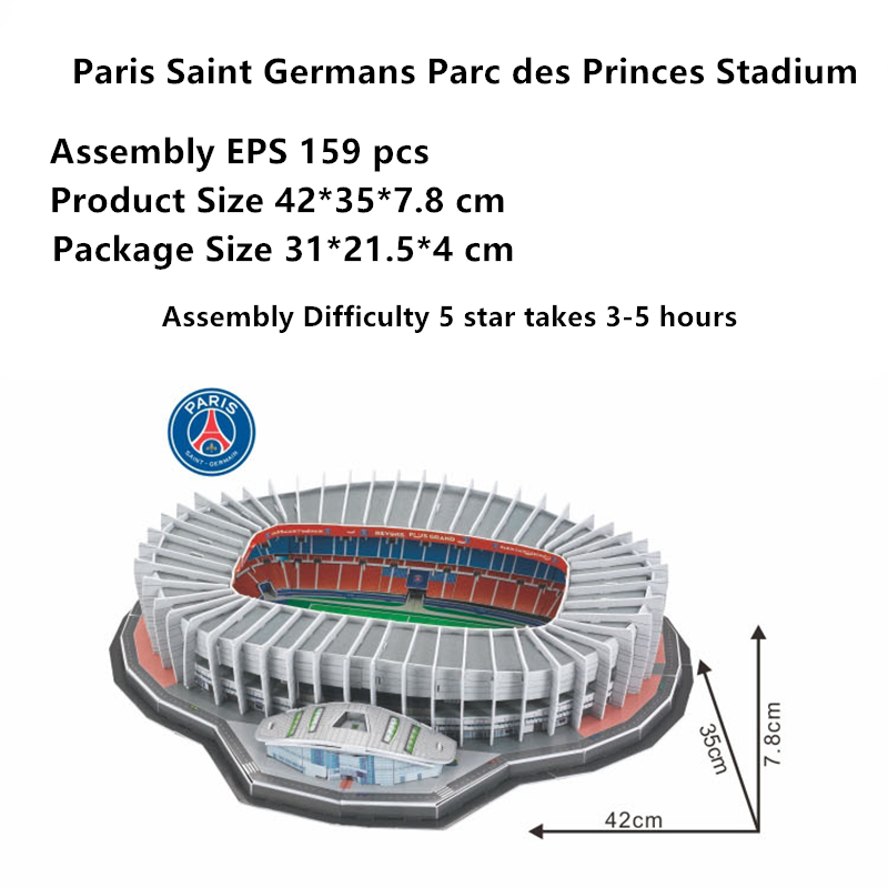 Paris Saint-Germain F.C. Soccer Club Home Field Parc des Princes 3D Puzzle  EPS Material 159 pcs for Children Birthday Soccer Fans Gift-soccerwe
