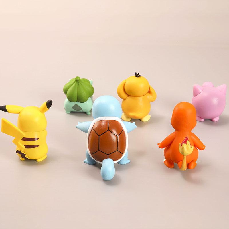 6pcs/Set 7cm Height Japan Pokemon 6-styles Elf Hand-made pikachu duck nun  turtle fire dragon miraculous frog fat doll toy cake decoration home  decoration collection-soccerwe
