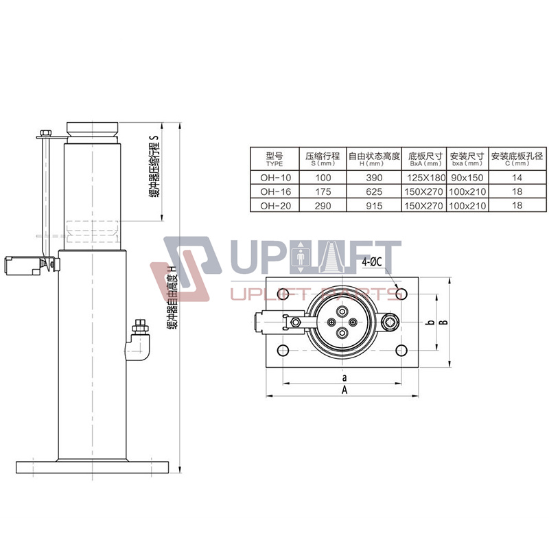 UP000414借16.OH-10OH-16OH-20ElevatorSafetyHydraulicOilBuffer-2