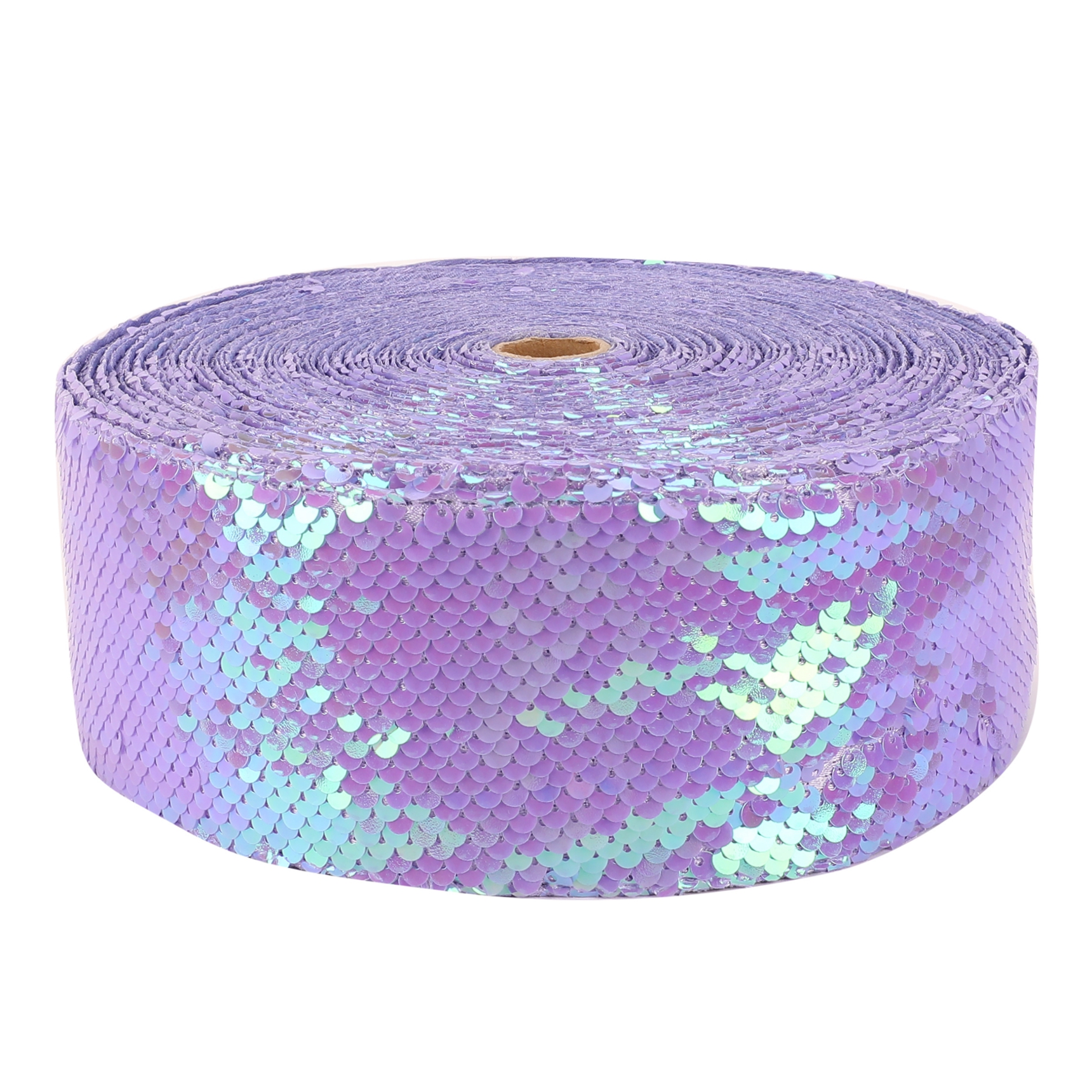HSDRIBBON 3inch 75mm Colorful to Silver Sequin Fabric Reversible Glitter Sequin  Ribbon 25Yards/Roll-HSD DIY MALL