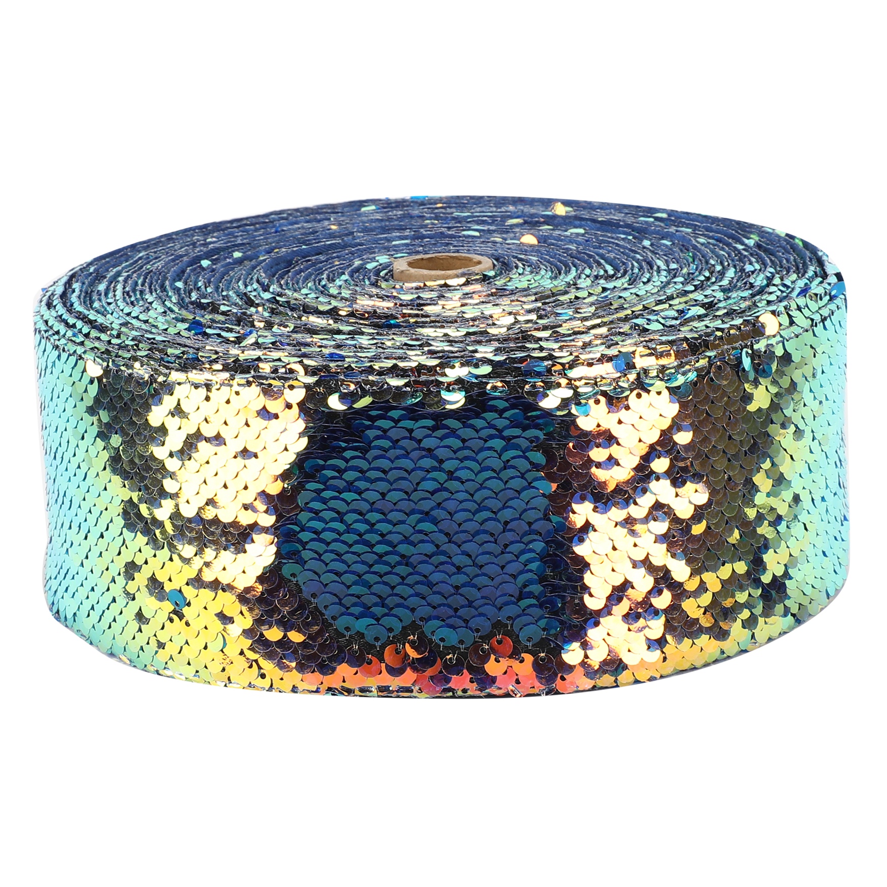 HSDRIBBON 3inch 75mm Colorful to Silver Sequin Fabric Reversible Glitter Sequin  Ribbon 25Yards/Roll-HSD DIY MALL