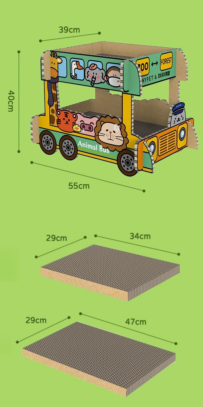 Pawtastic Cat Bus Scratcher Fun & Cozy Cat Toy & Bed！Puffuny