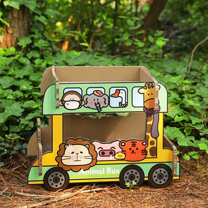 Pawtastic Cat Bus Scratcher Fun & Cozy Cat Toy & Bed！Puffuny