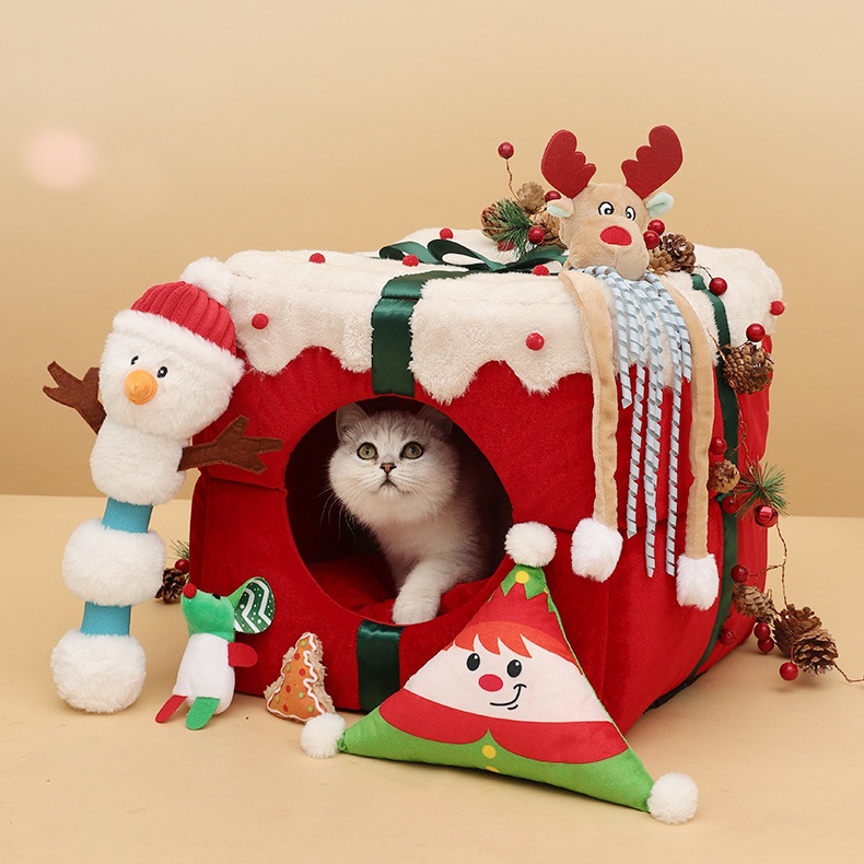 Miao Fairy Rainbow Cradle Cat Bed for Cozy Winter Retreat-Puffuny