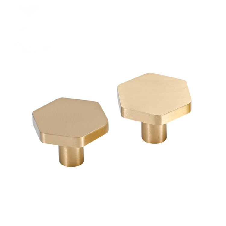 Karcy Brass Cabinet Knobs 0.87 Hexagon Gold Pack of 4