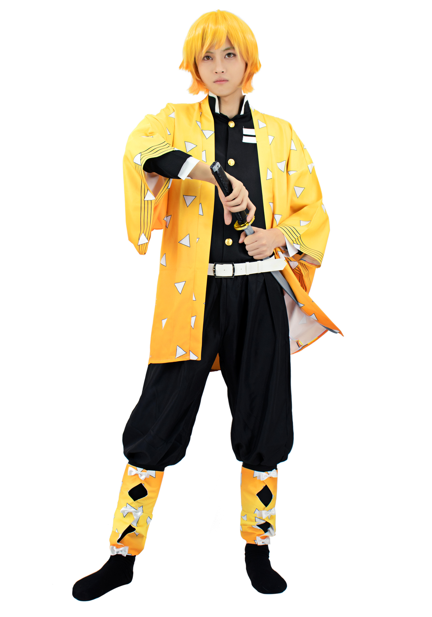 Demon Slayer Kimetsu No Yaiba Zenitsu Agatsuma Cosplay Costume