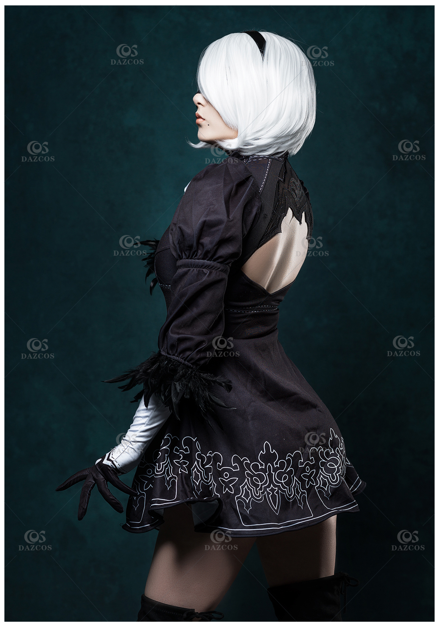 Nier Automata 2B Cosplay Costume Gothic Dress-dazcos.com