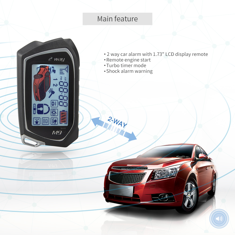 EASYGUARD EC201M9 2 Way Car Alarm System 1.73 inch Big LCD Pager