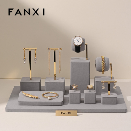 TT182-FANXIgraymicrofiberjewelrydisplaysetwithmeta