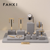 TT182-FANXIgraymicrofiberjewelrydisplaysetwithmeta