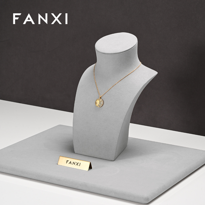 FANXIwholesalegreymicofiberjewellerydisplaystand-4