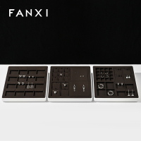 P160-FANXIcustomwoodenjewellerydisplaywithbrownmicrofiber-6